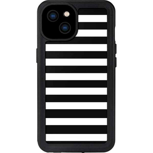 White and Black Stripes iPhone 15 Plus Waterproof Case
